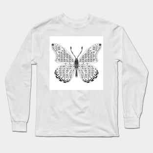 butterfly in wisdom of wonders ecopop wallpaper art tribal zendoodle of flowers 2 Long Sleeve T-Shirt